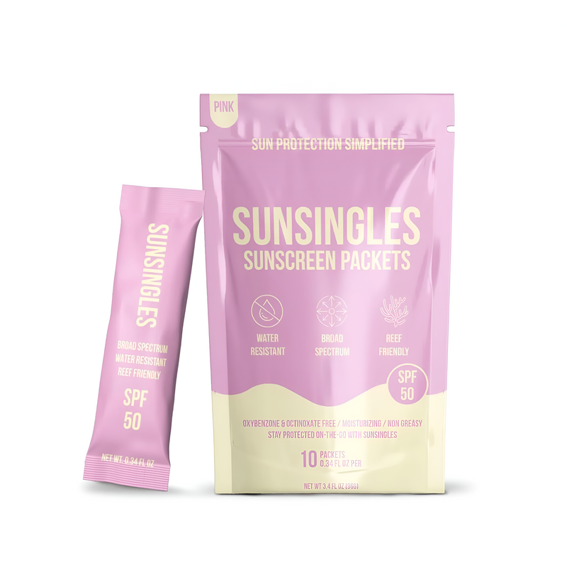 SunSingles Broad Spectrum SPF 50 Travel Size Sunscreen Packets – Water Resistant and Non-Greasy – Oxybenzone & Octinoxate Free – Perfect Party Favors 0.34 Fl Oz (Pack of 10)